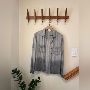 Anthropologie Cloth & Stone Grey Ombré Button Down - Large
